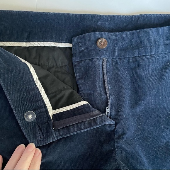 Garnet Hill Wide Leg Cropped Corduroy Pants Navy - Picture 6 of 12